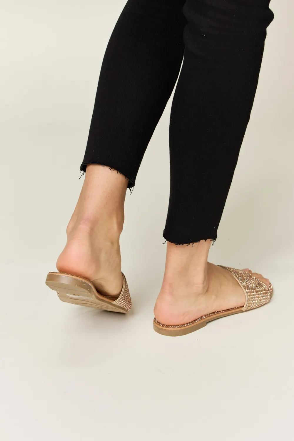 Rhinestone Open Toe Flat Sandals, image 2