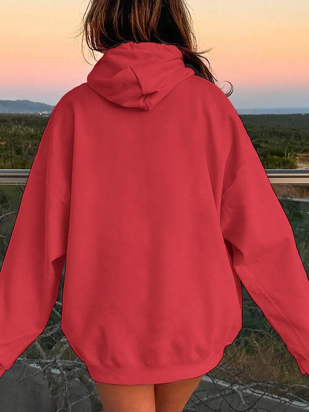 Drawstring Dropped Shoulder Hoodie, image 2