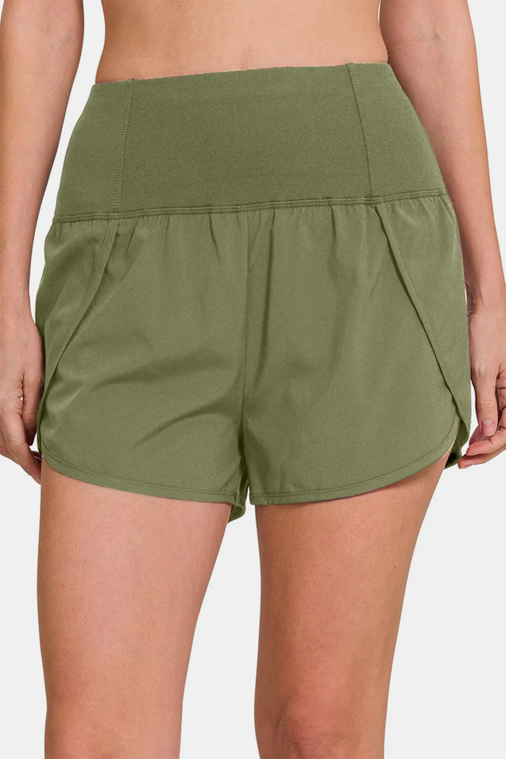 High-Waisted Zippered Back Pocket Active Shorts, image 4