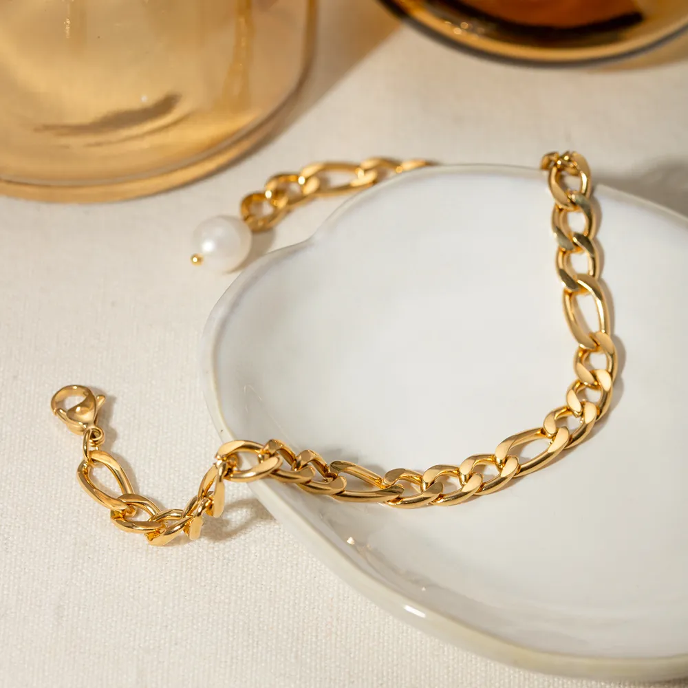 Stainless Steel Chain Pearl Anklet Bracelet, image 2