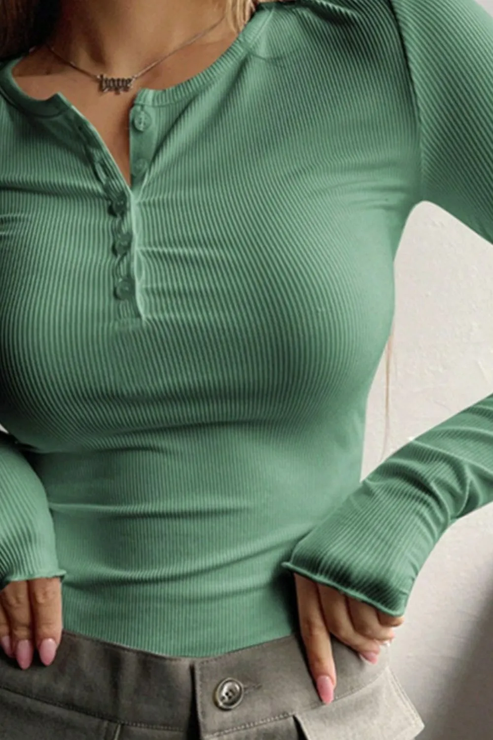 Half Button Long Sleeve T-Shirt, image 12