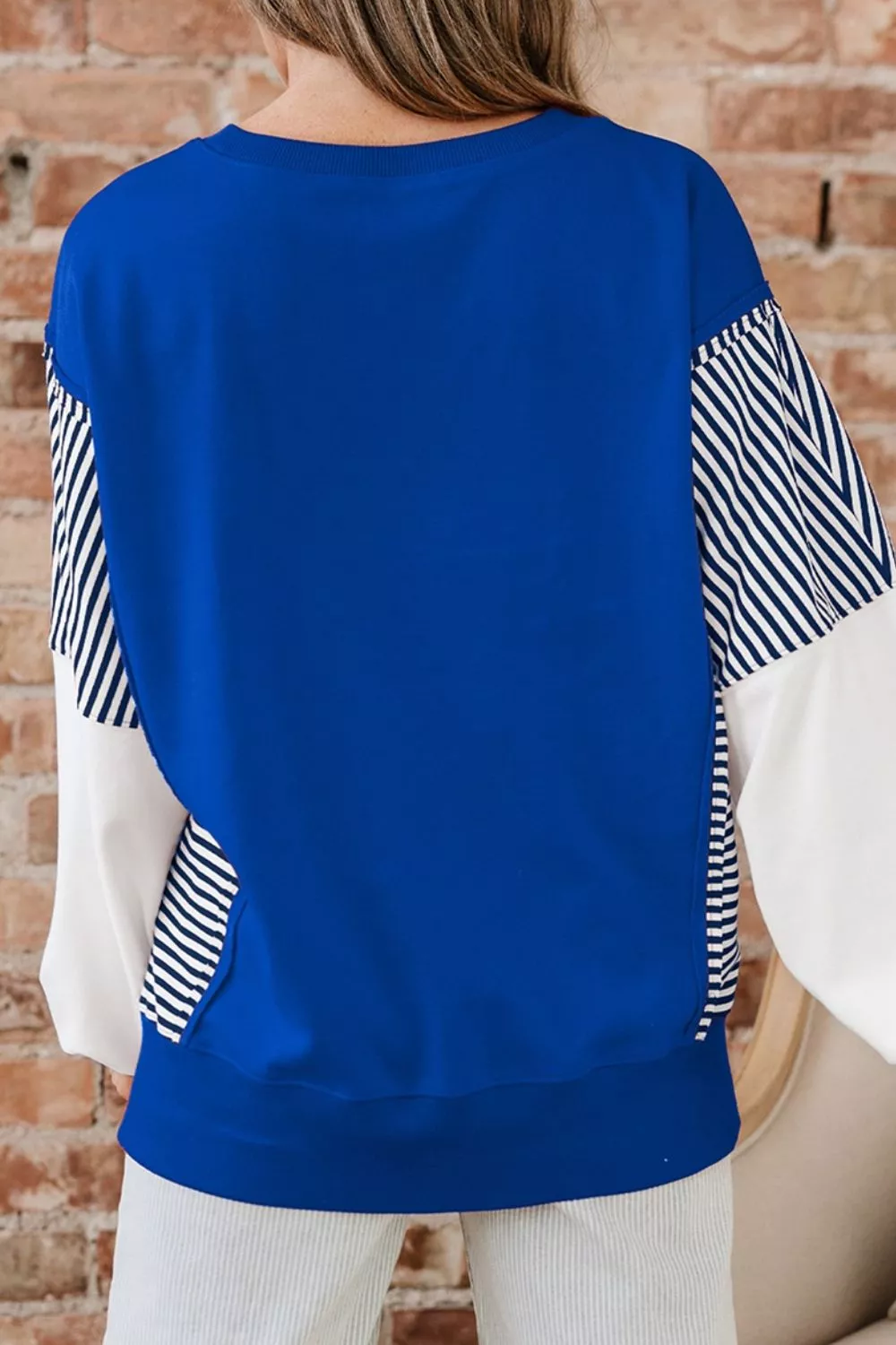Leopard and Striped Patchwork Sleeves Sweatshirt, image 9