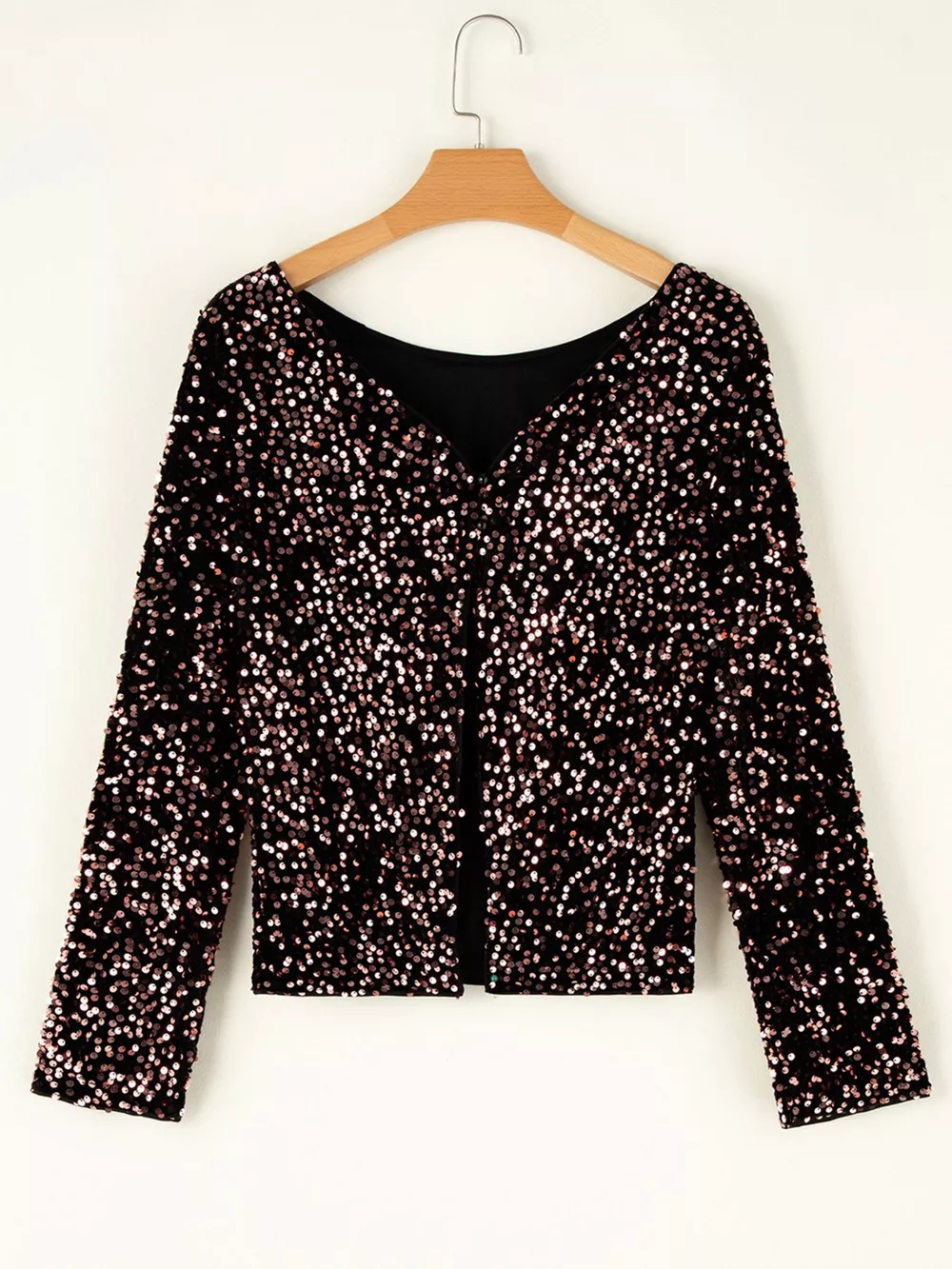 Sequin Long Sleeve Cutout Back Top, image 3