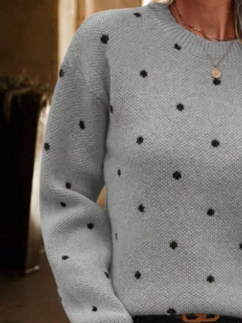 Polka Dot Round Neck Sweater, image 12