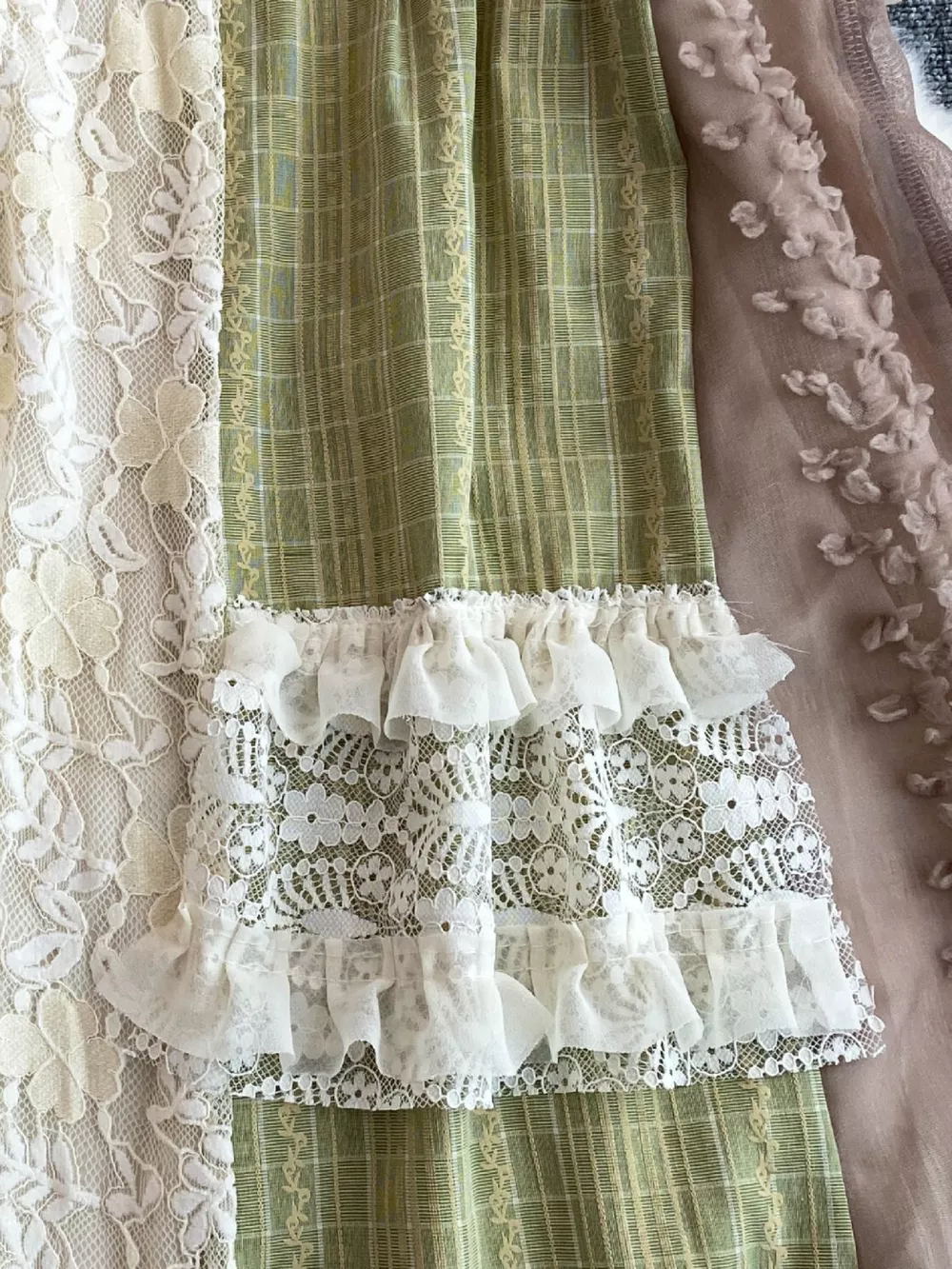 Patchwork Lace Trimmed A-Line Dress, image 3
