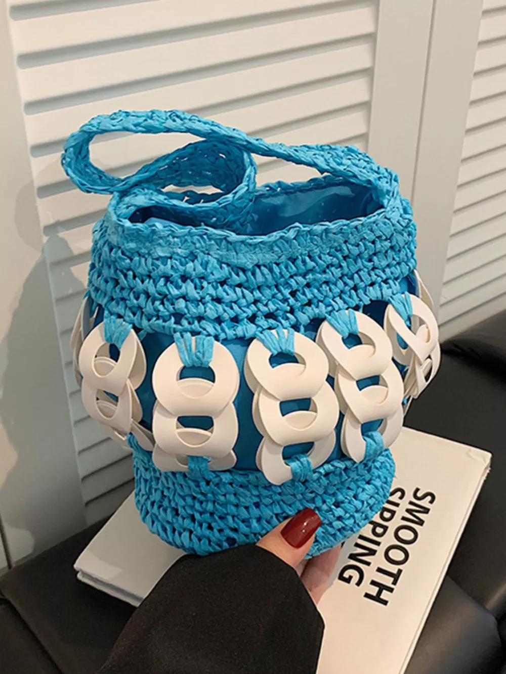 Woven Bucket Handbag, image 7