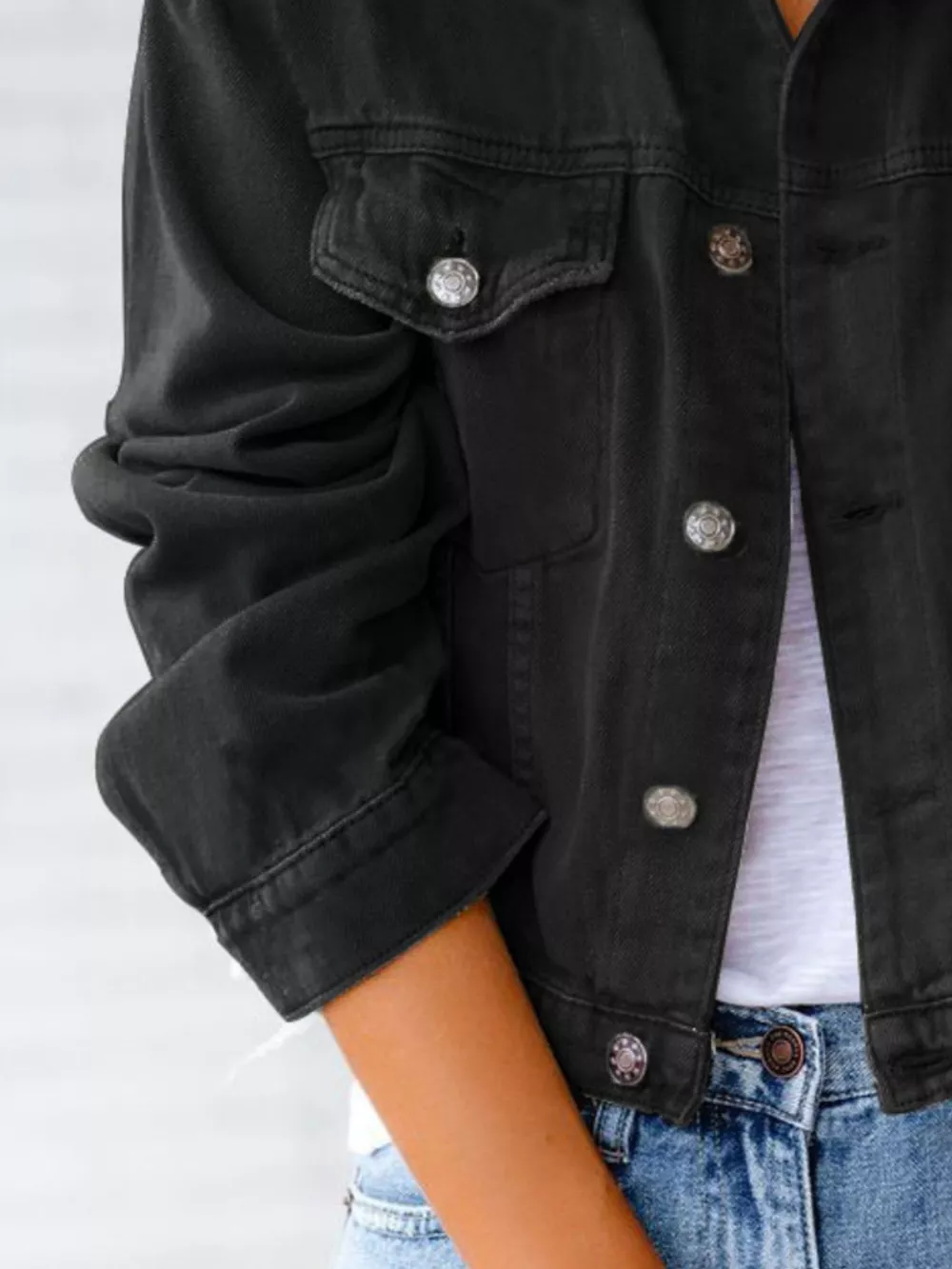 Button Up Long Sleeve Denim Jacket, image 2