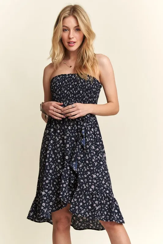 Smocked Floral Tube Dress with Pockets, image 2