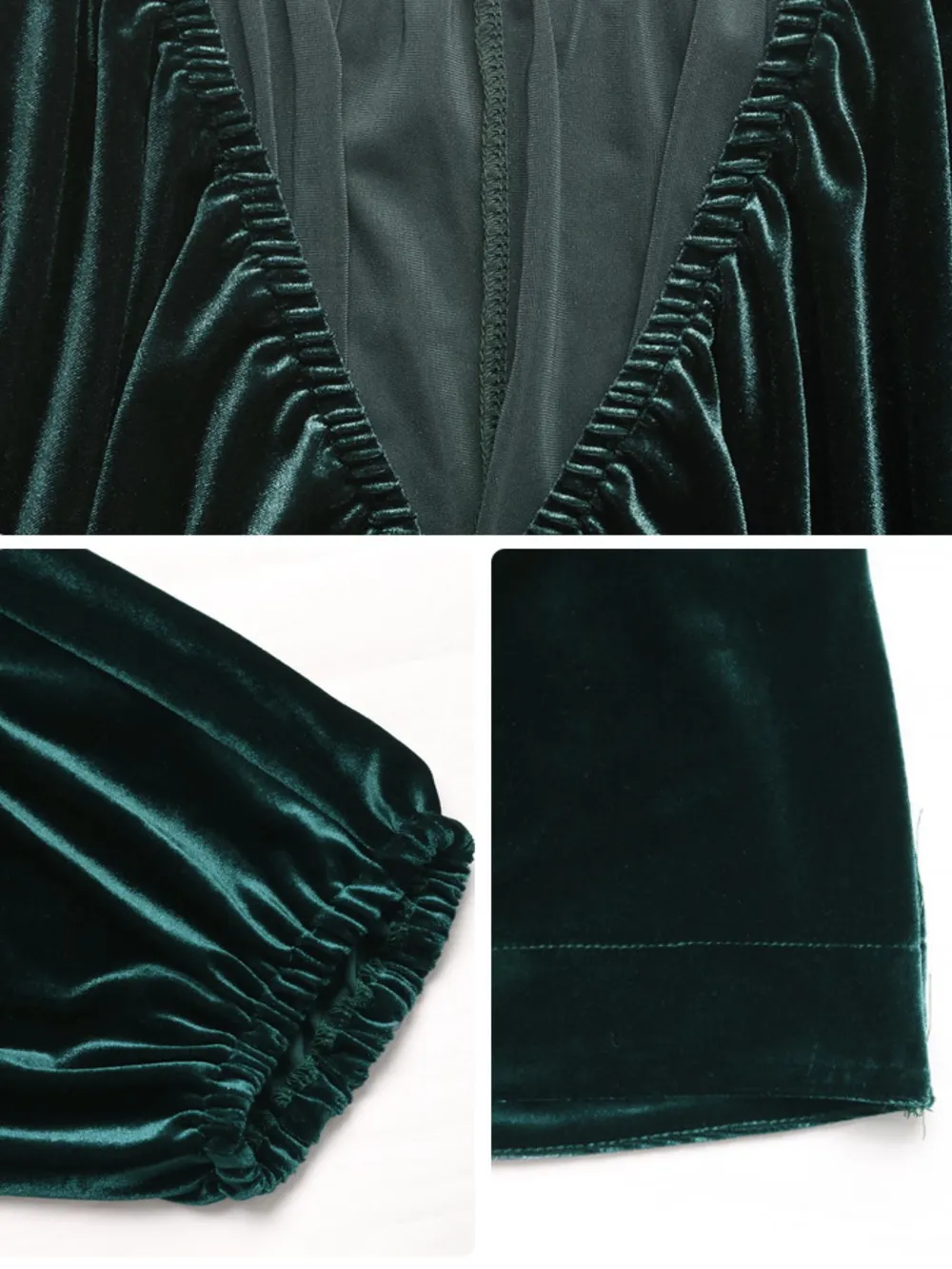 Ruched V-Neck Balloon Sleeve Dress, image 2