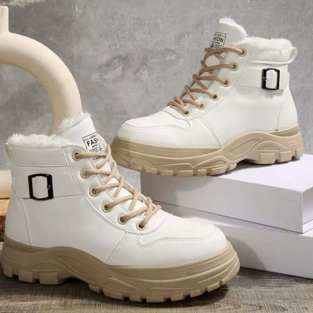 Warm Lined Ankle Boots with Buckle Detail, image 3