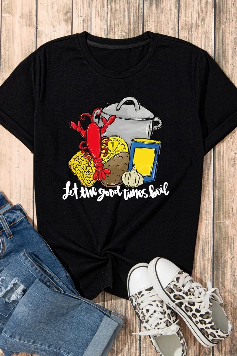 Graphic Round Neck Short Sleeve T-Shirt, image 2
