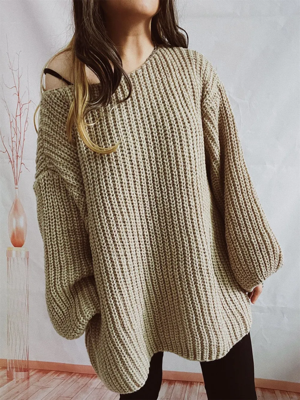 Boat Neck Long Sleeve Sweater with Belt, image 4