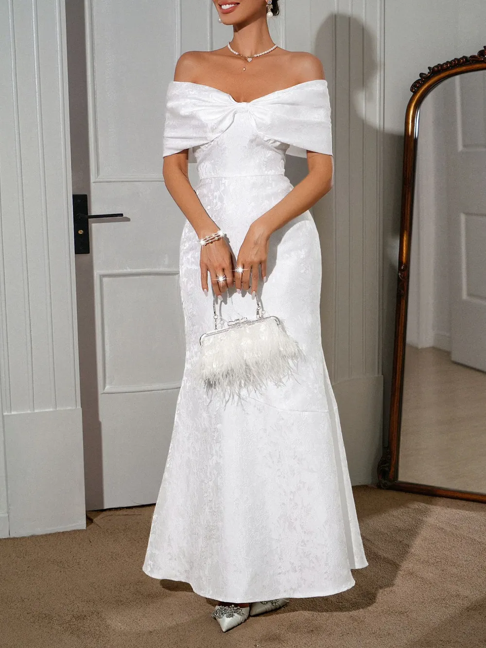 Bow Off-Shoulder Maxi Dress, image 2