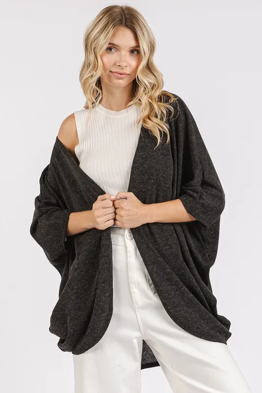 Open Front Batwing Sleeve Cardigan, image 2