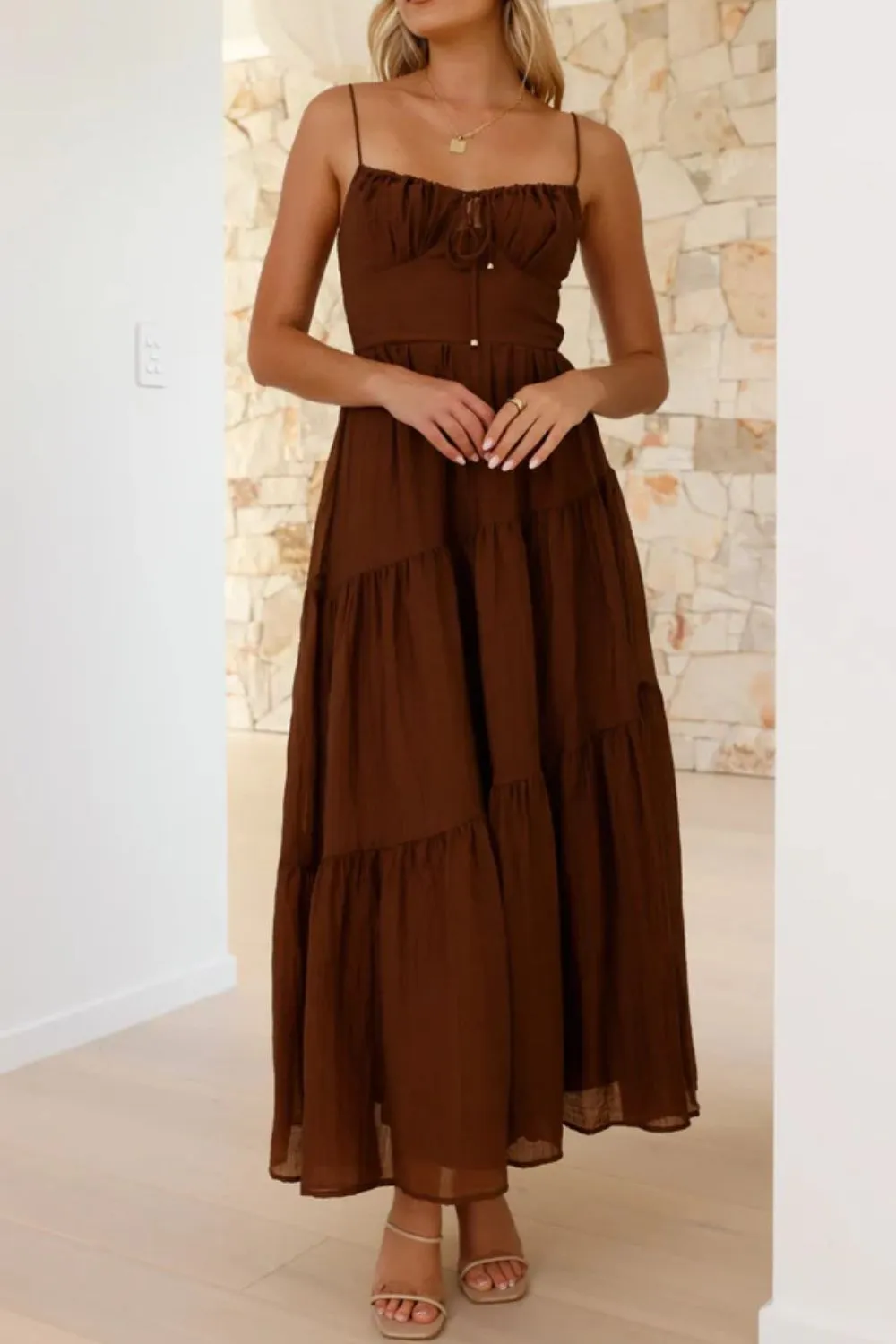 Ruched Smocked Back Cami Dress, image 3