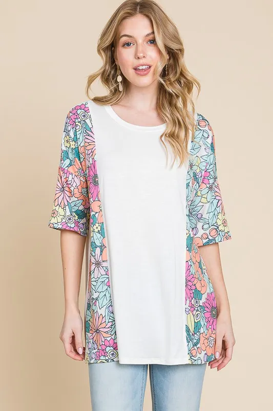 Floral Round Neck Half Sleeve T-Shirt, image 2