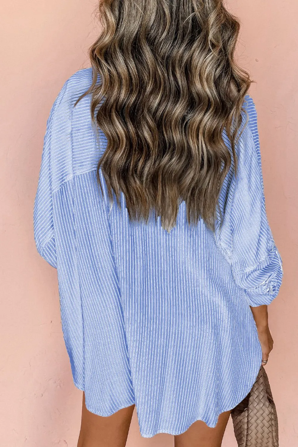 Striped Collared Neck Long Sleeve Shirt, image 2