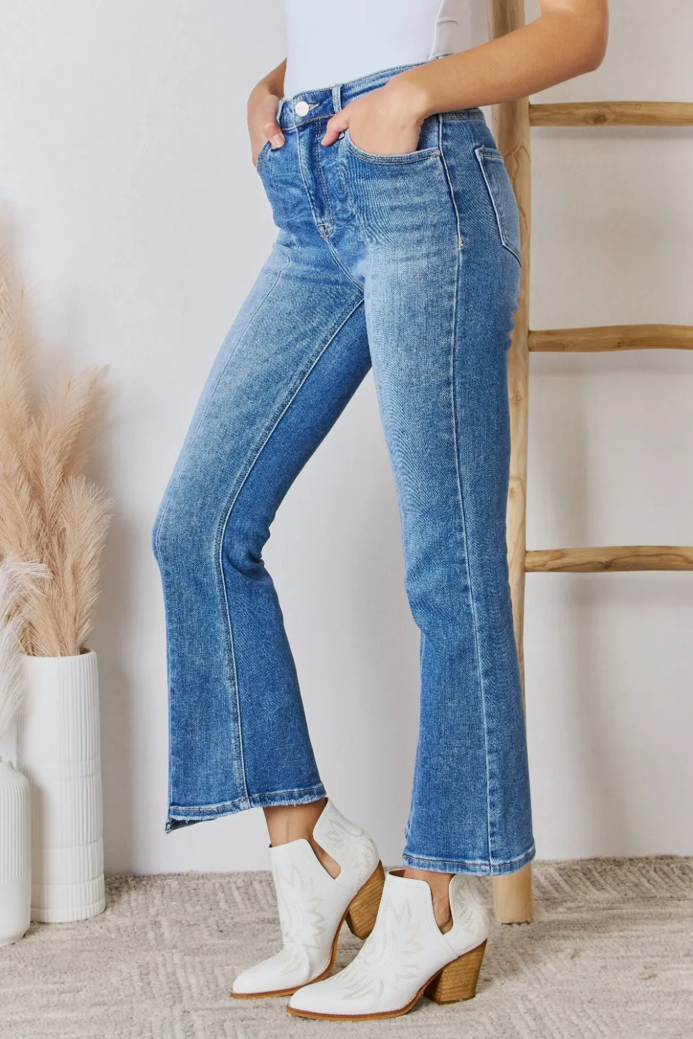 Full Size High Rise Ankle Flare Jeans, image 3