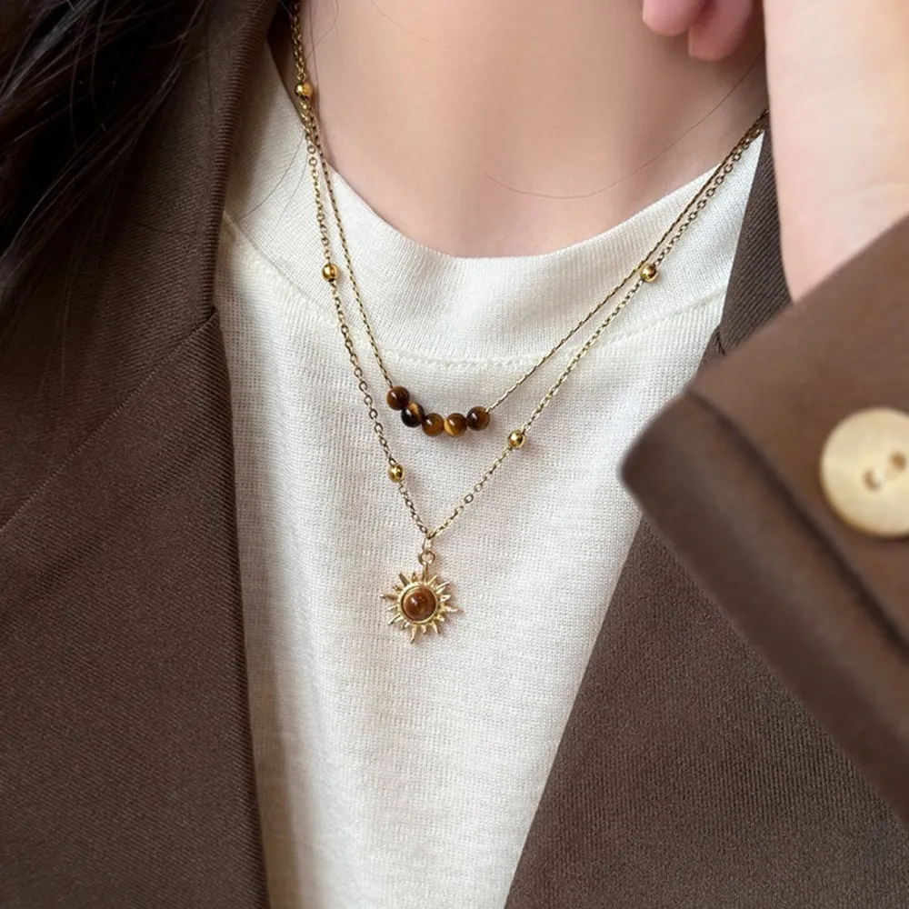 Tiger's Eye Copper Double Layered Necklace, image 2