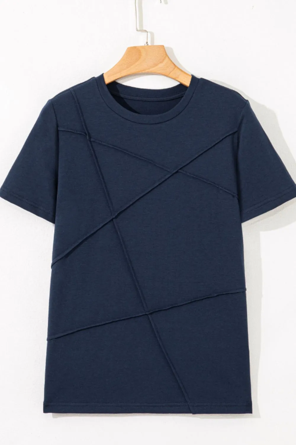 Solid Color Round Neck T Shirt, image 2