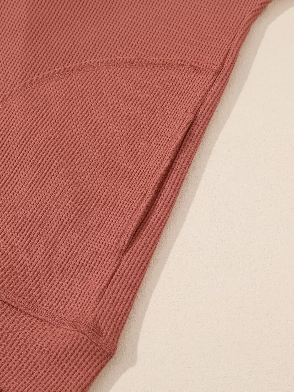 Drawstring V-Neck Waffle Knit Casual Hoodie, image 13