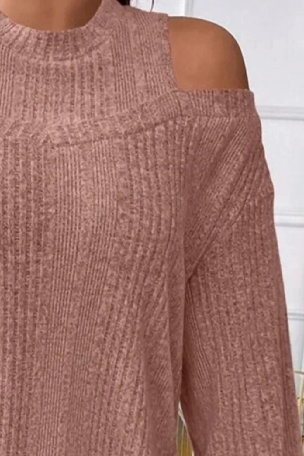 Round Neck Cold Shoulder Sweater, image 12