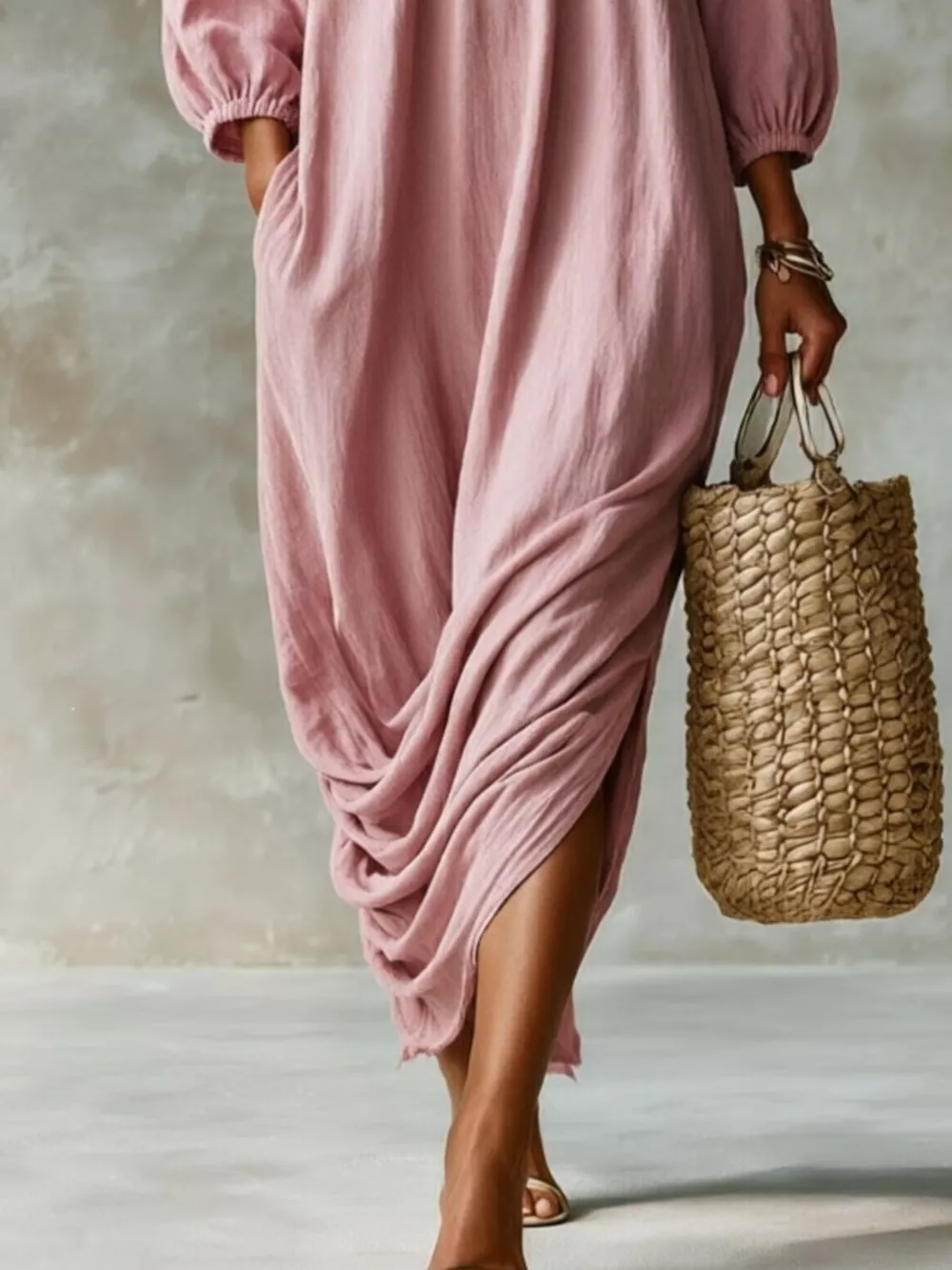 Ruffled Boat Neck Ruched Midi Dress, image 4
