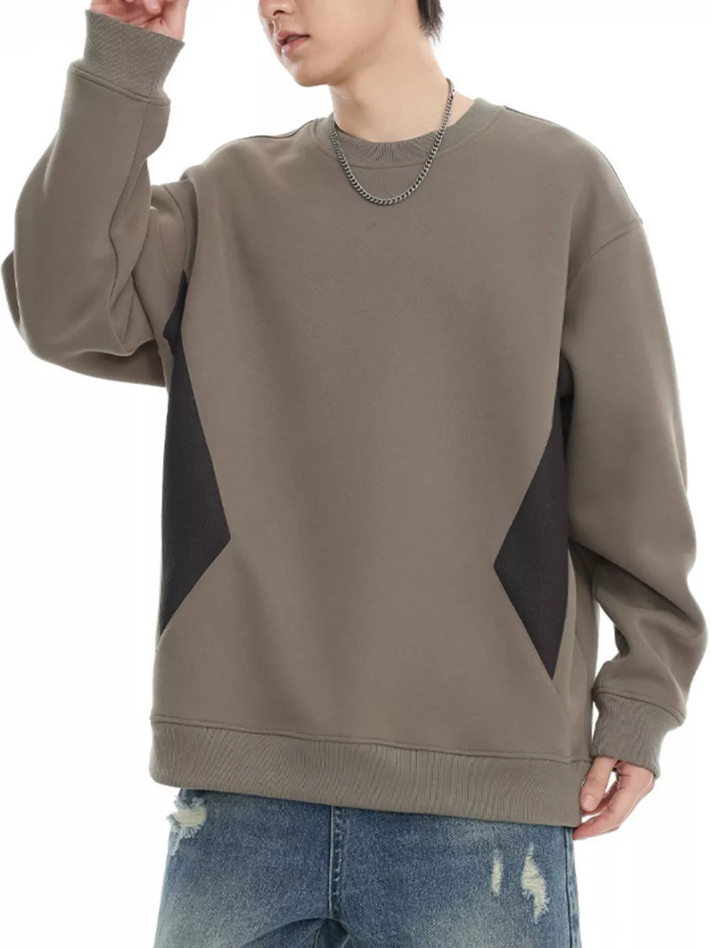 Men's Plus Size Casual Crew Neck Sweatshirt, image 4