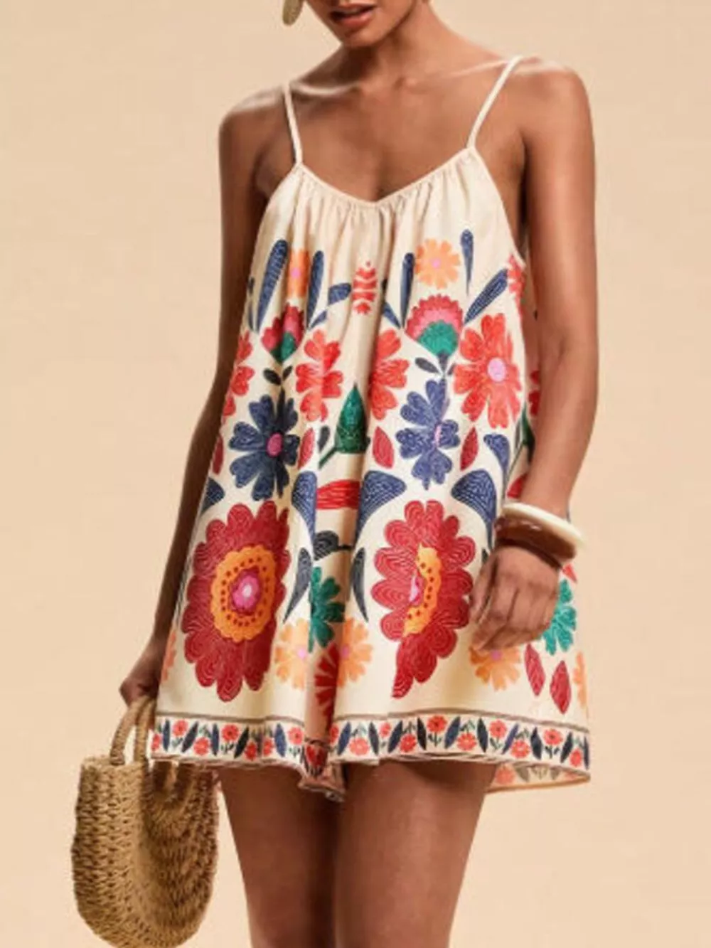 Floral Print Spaghetti Strap Romper, image 2