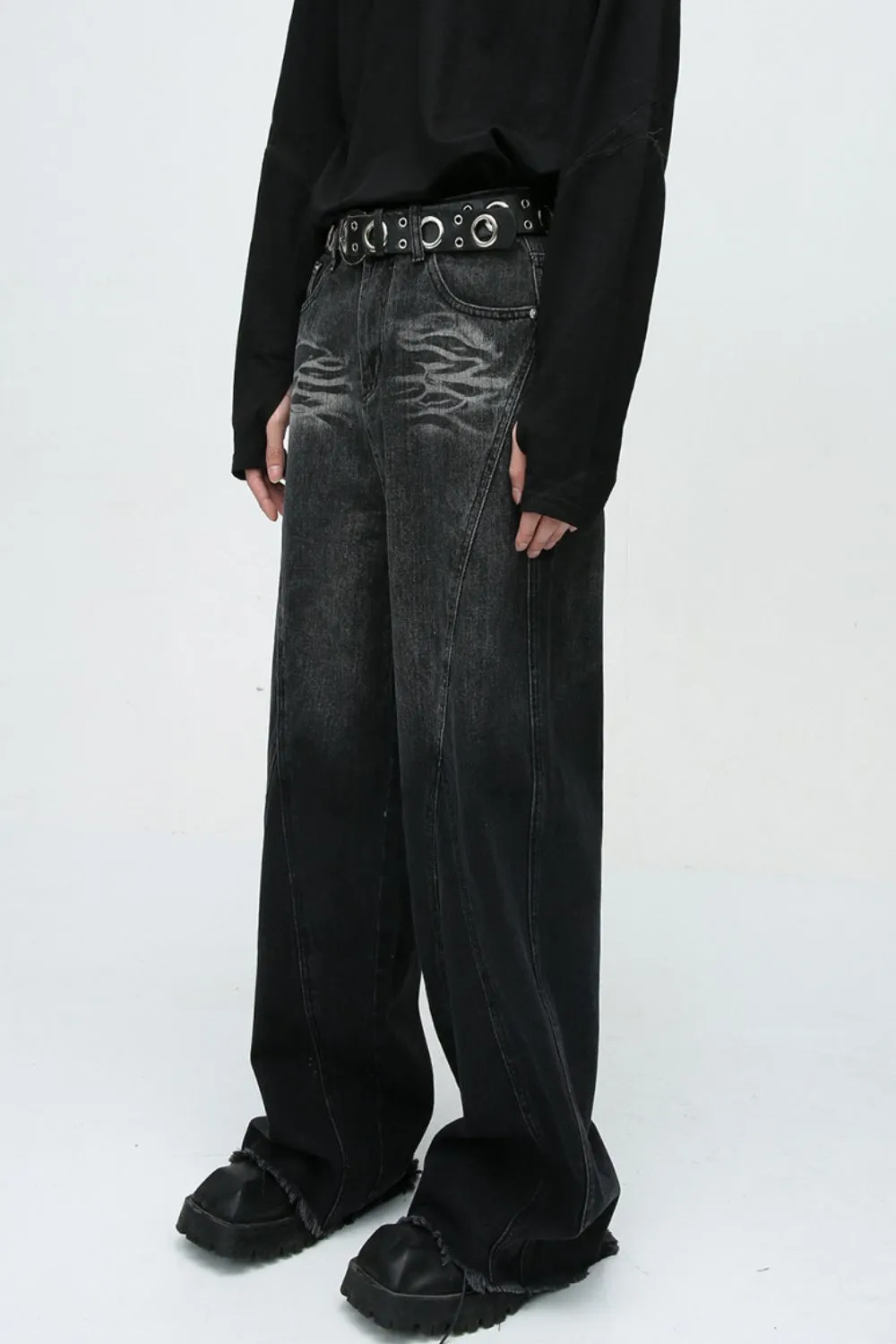 Raw Hem Jeans with Pockets, image 2