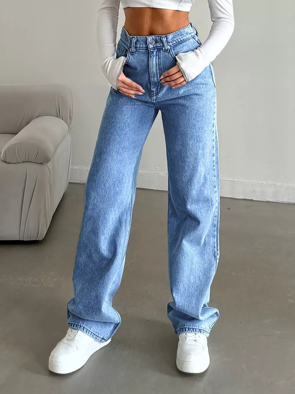 High-Waisted Wide Leg Jeans