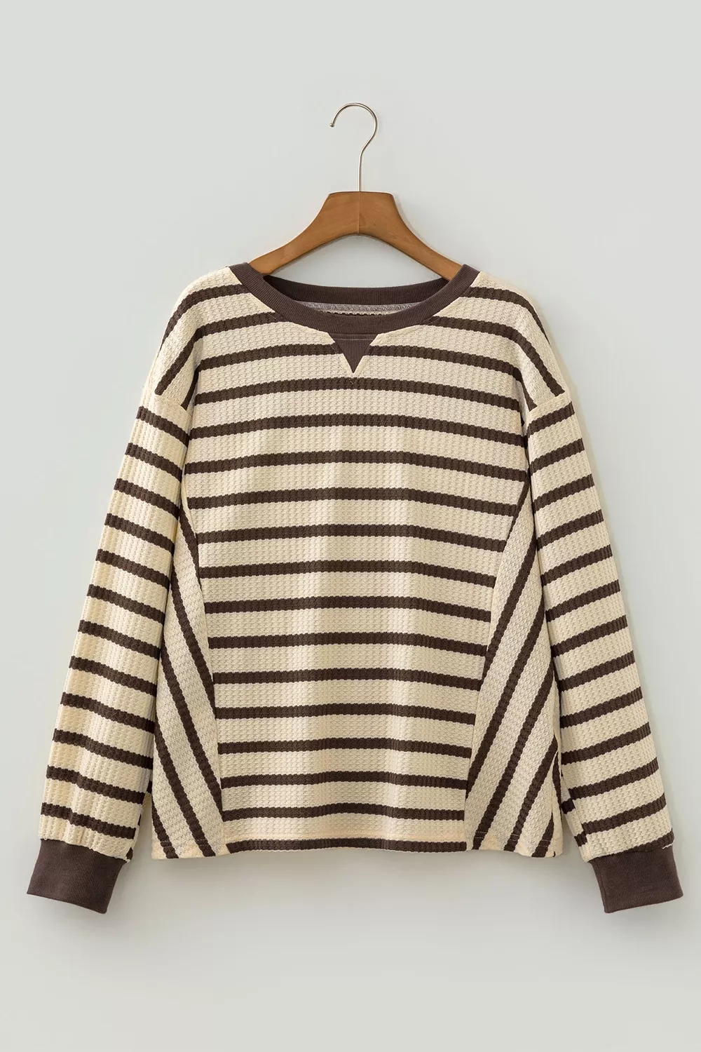 Stripe Patchwork Ribbed Cuff Casual Pullover Sweatshirt, image 7