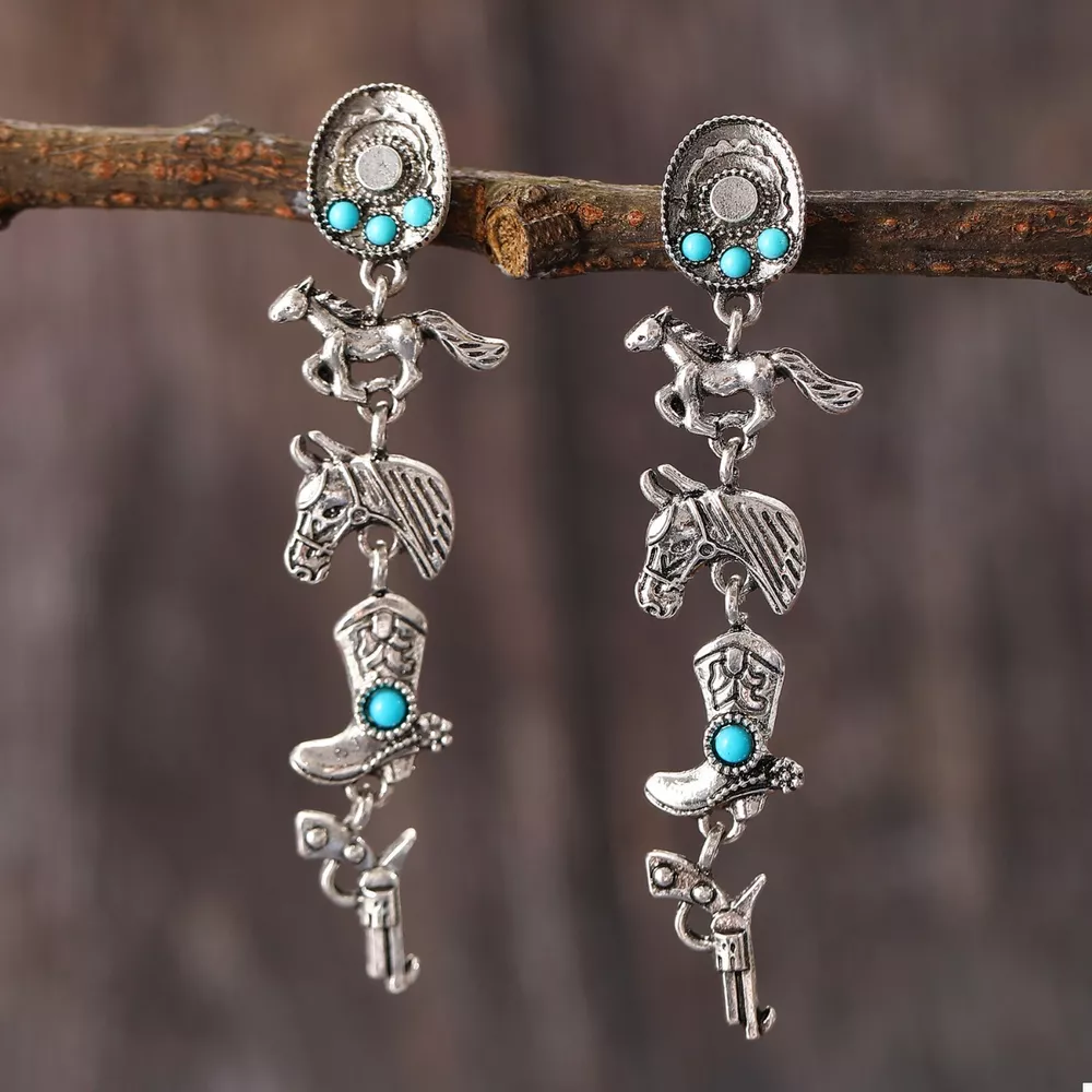 Western Style Turquoise Accent Earrings, image 5