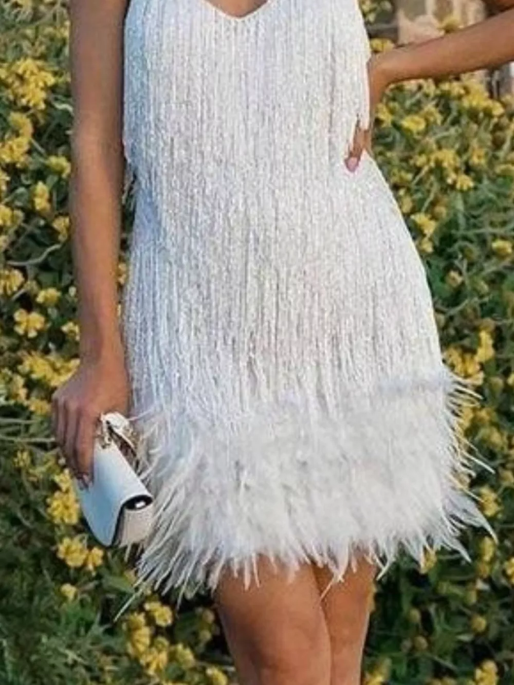 Fringe Feather Hem Mini Dress, image 2