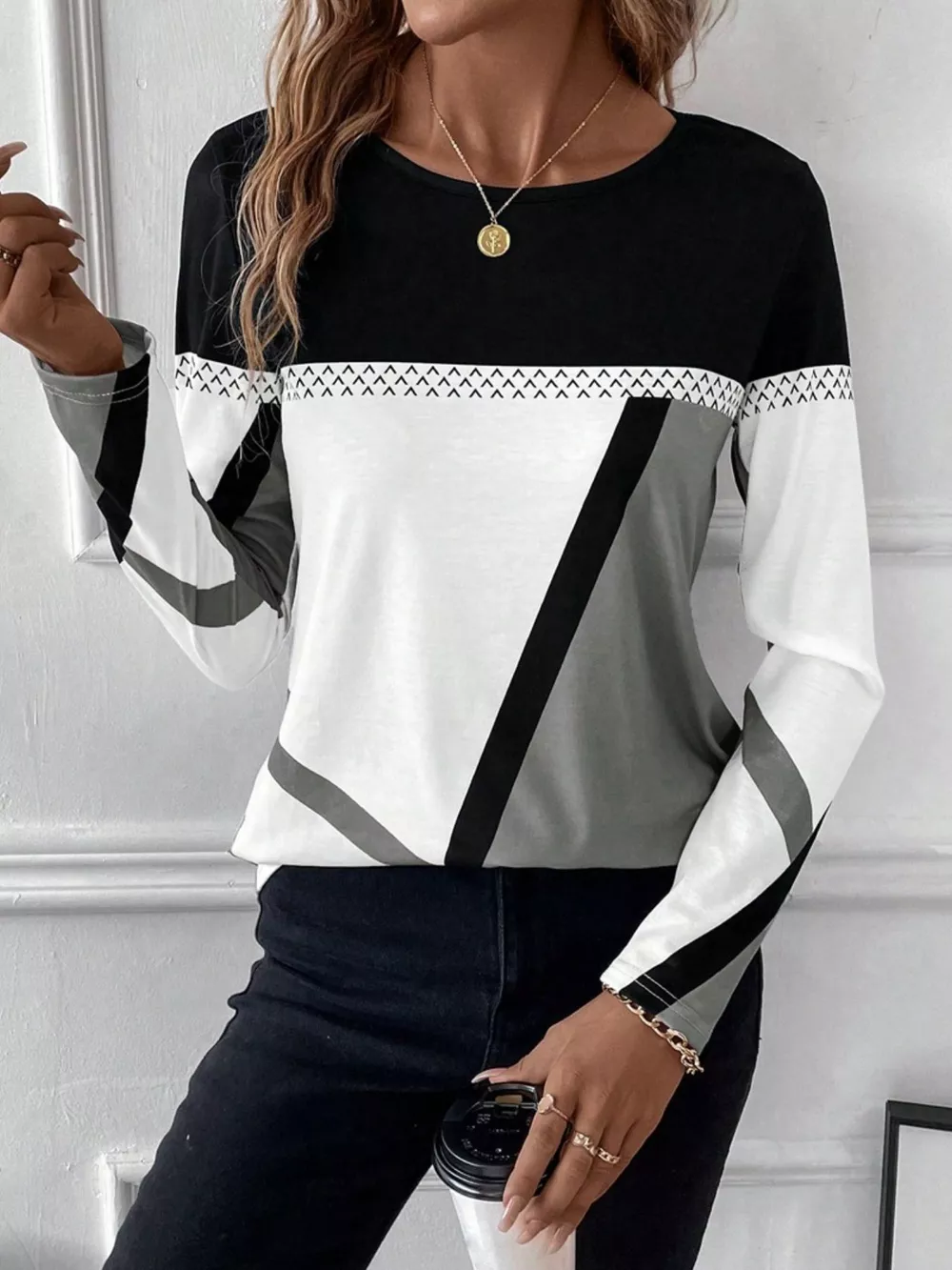 Color Block Long Sleeve T-Shirt, image 4