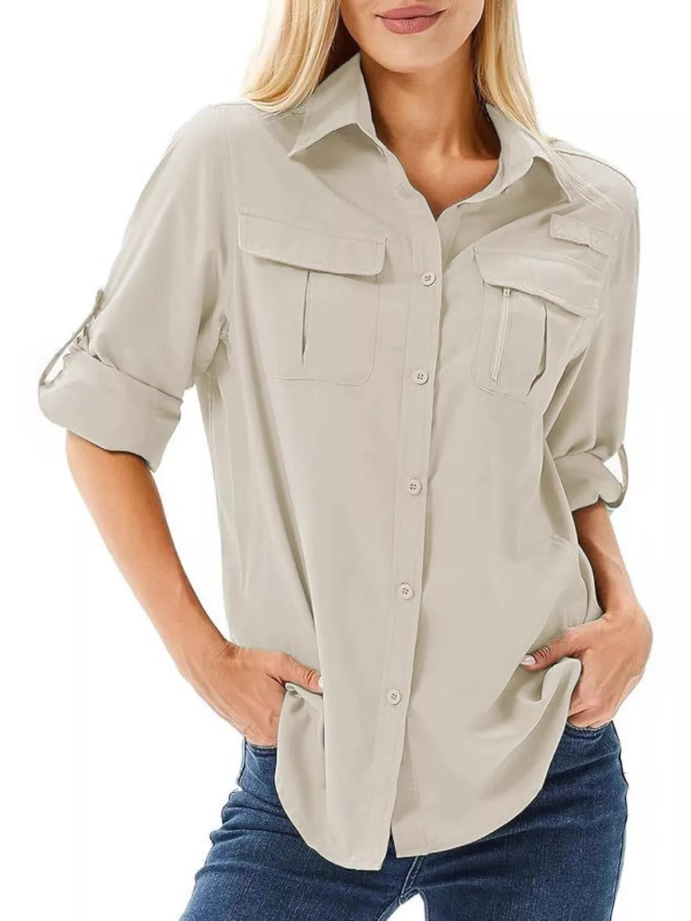 Full Size Roll-Up Sleeve Button Up Shirt Plus Size, image 5