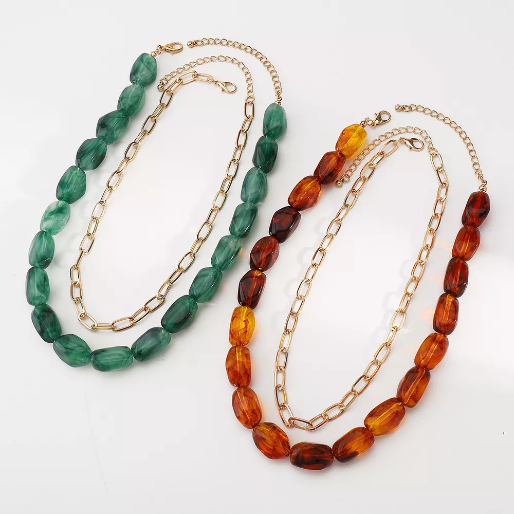 2 Piece Colorful Beaded Chain Necklace, image 12