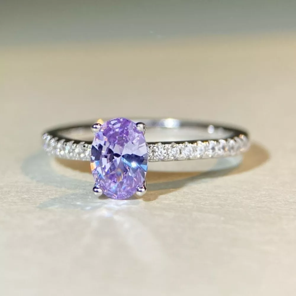 925 Sterling Silver Zircon Oval Ring, image 2
