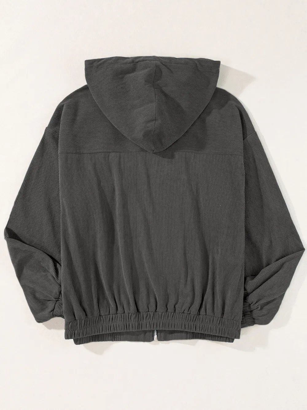 Drawstring Zip Up Long Sleeve Hooded Jacket, image 6