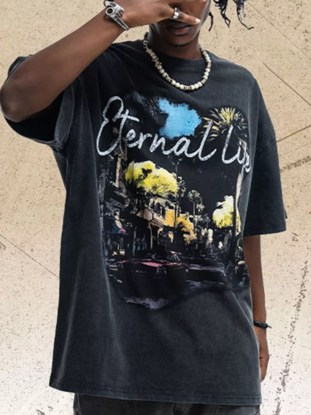 Men's Vintage Graphic Half Sleeve T-Shirt, image 2