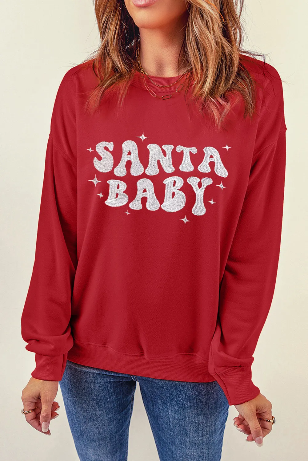 SANTA BABY Round Neck Long Sleeve Sweatshirt, image 2
