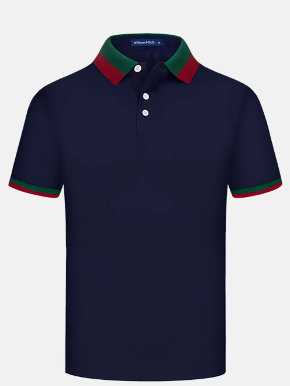 Men's Plus Size Contrast Collar Short Sleeve Polo, image 2
