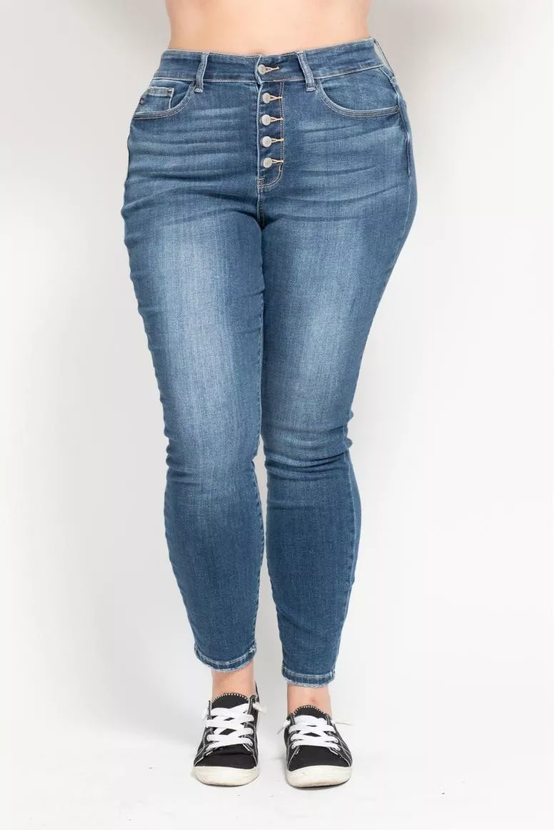 Full Size High Rise Button Fly Skinny Jeans Plus Size, image 2