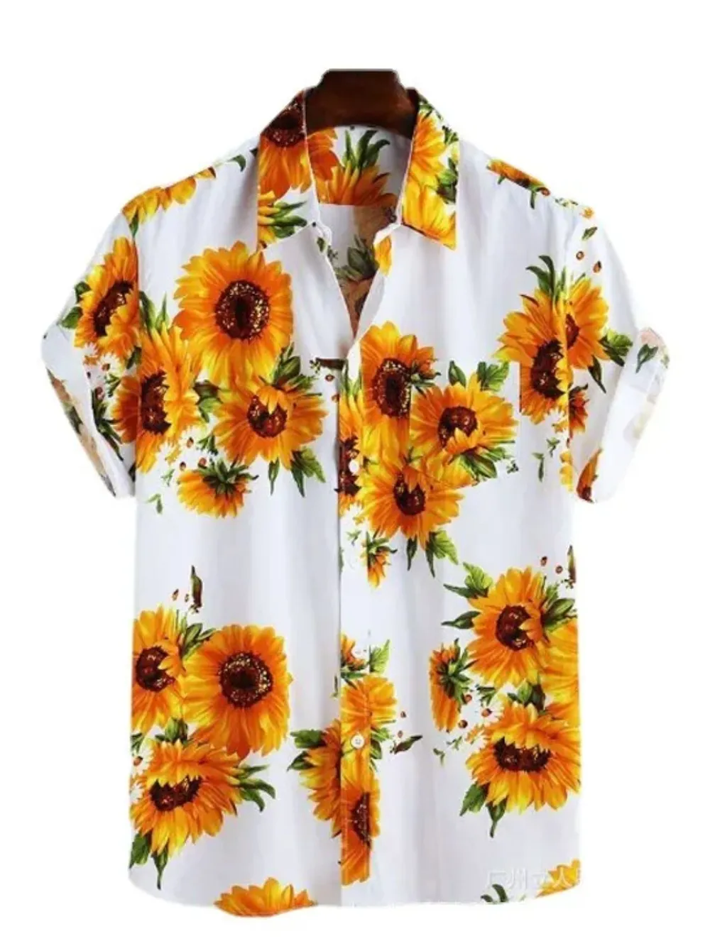 Men's Full Size Sunflower Short Sleeve Shirt Plus Size, image 2