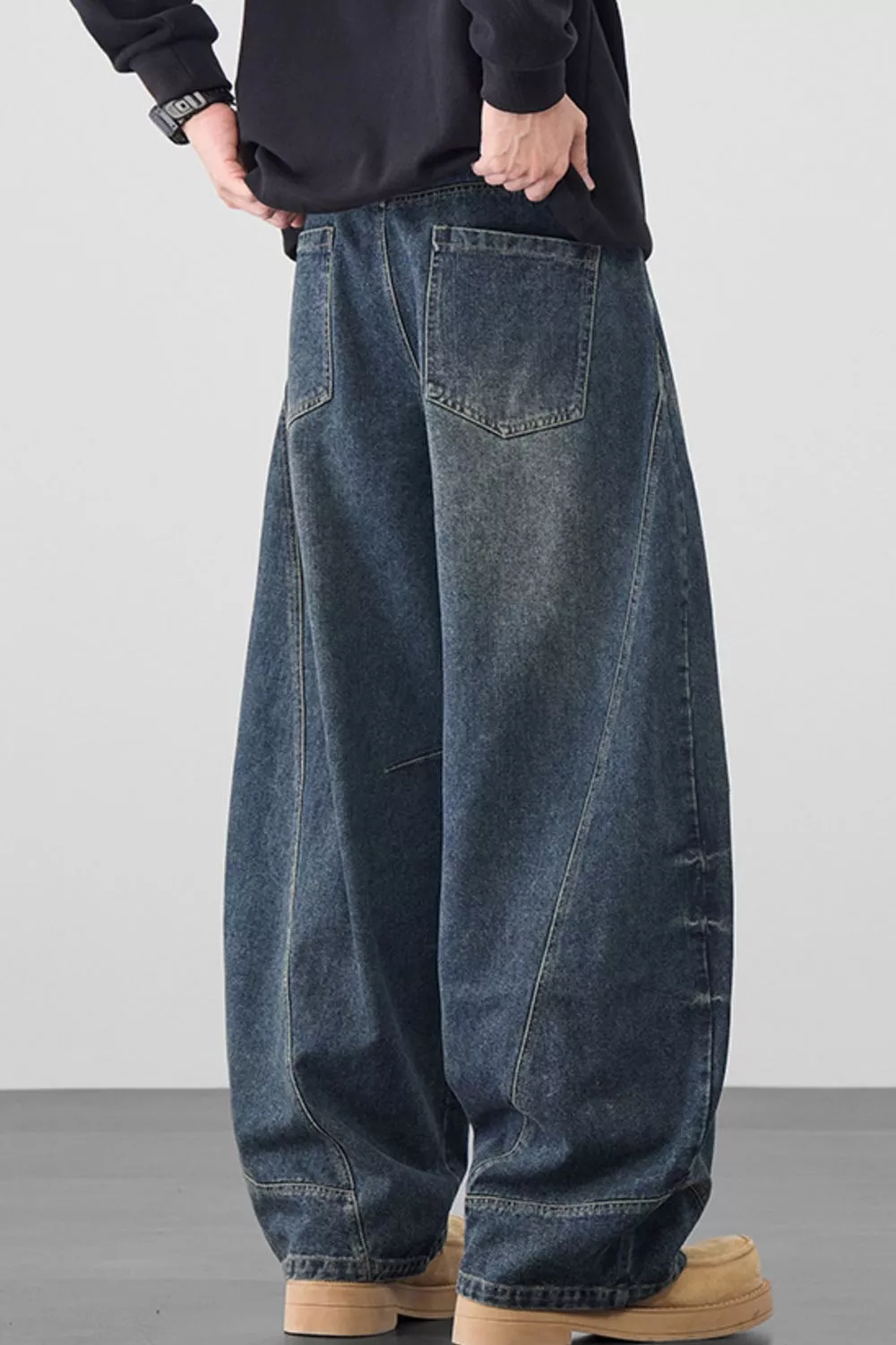 Men's Plus Size Vintage Washed Wide Leg Jeans, image 7