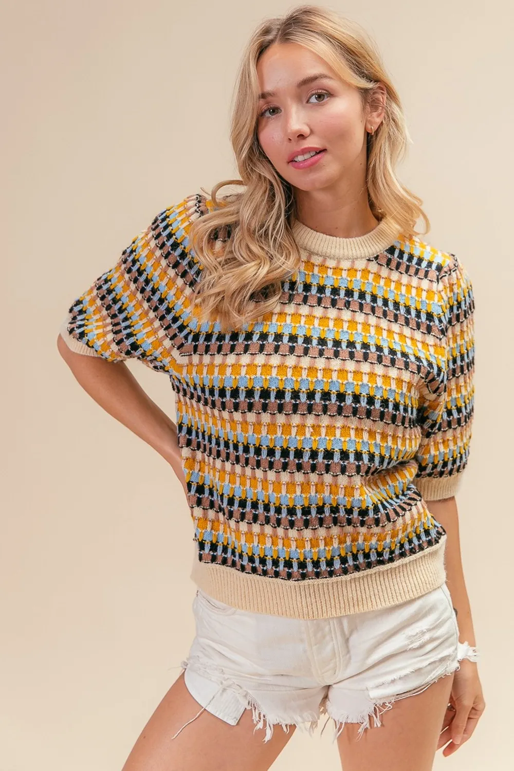 Multi Color Half Sleeve Sweater, image 2