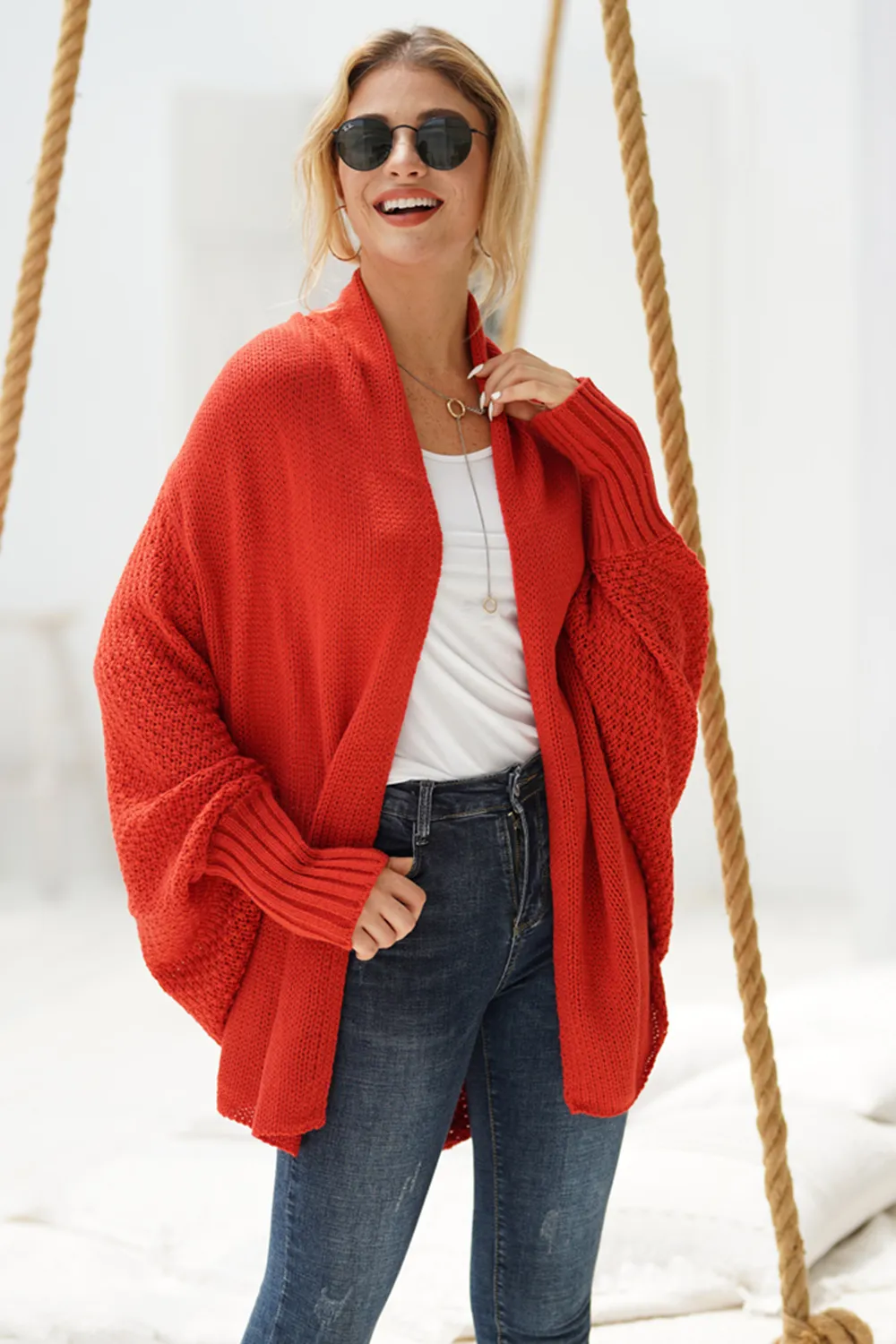 Open Front Batwing Sleeve Cardigan, image 8