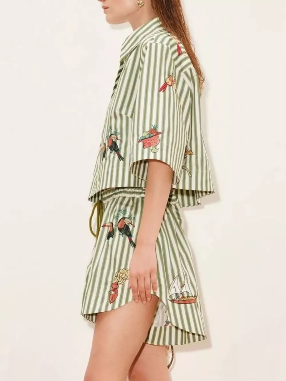 Printed Striped Shirt and Shorts Set, image 2