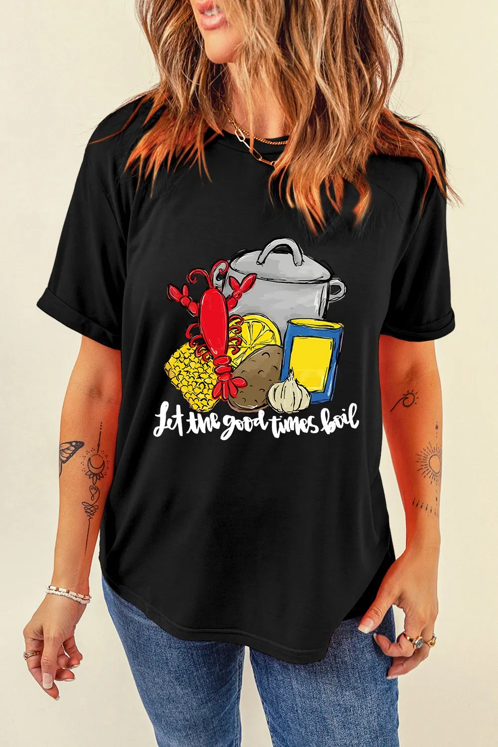 Graphic Round Neck Short Sleeve T-Shirt, image 3