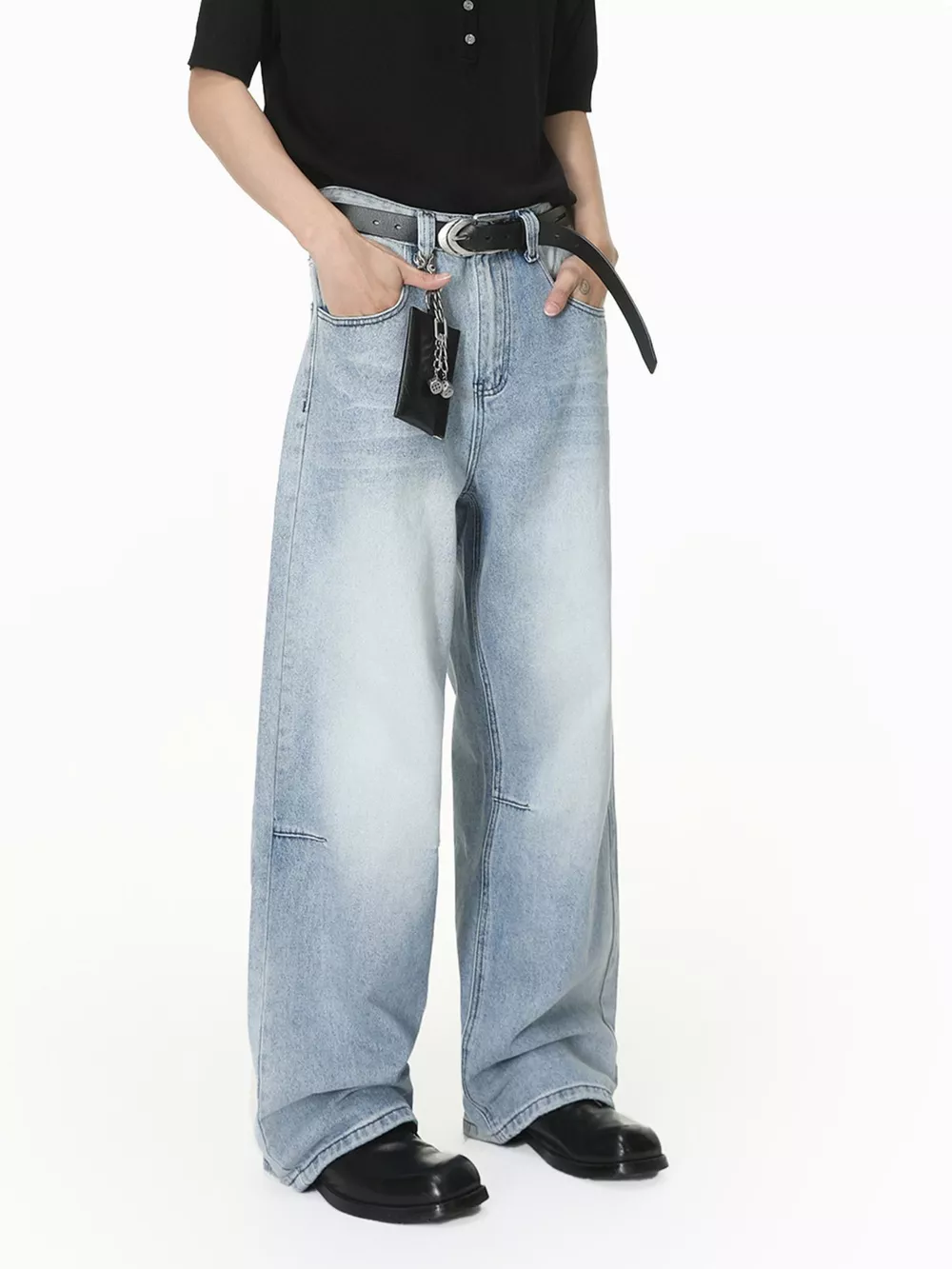 Men's Washed Wide-Leg Jeans, image 5
